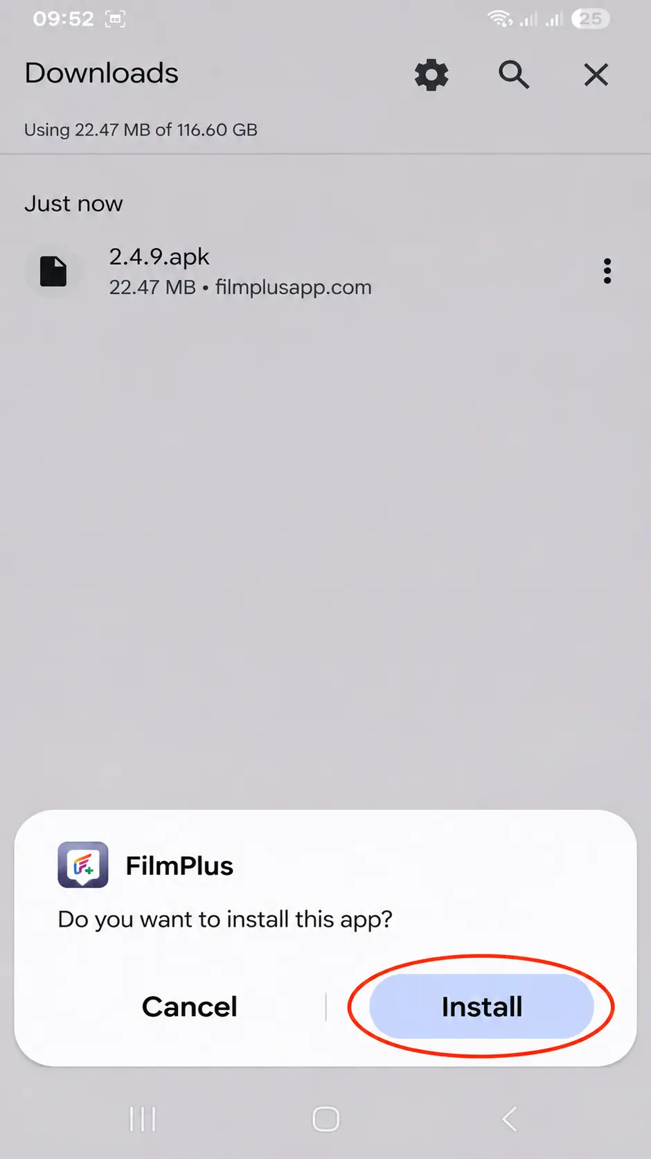 FilmPlus APK install preview 2